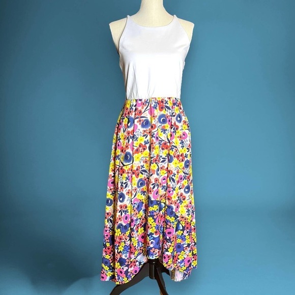 Anthropologie Hutch Hi-Lo Multicolor Floral Maxi Dress White Size Medium - Picture 1 of 12
